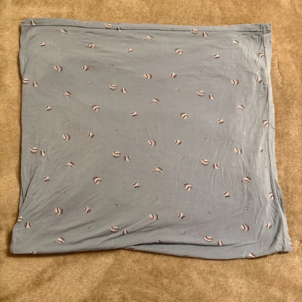 Milkberry Bamboo Rayon Baby Swaddle Blanket Blue Baseball Print 36x40